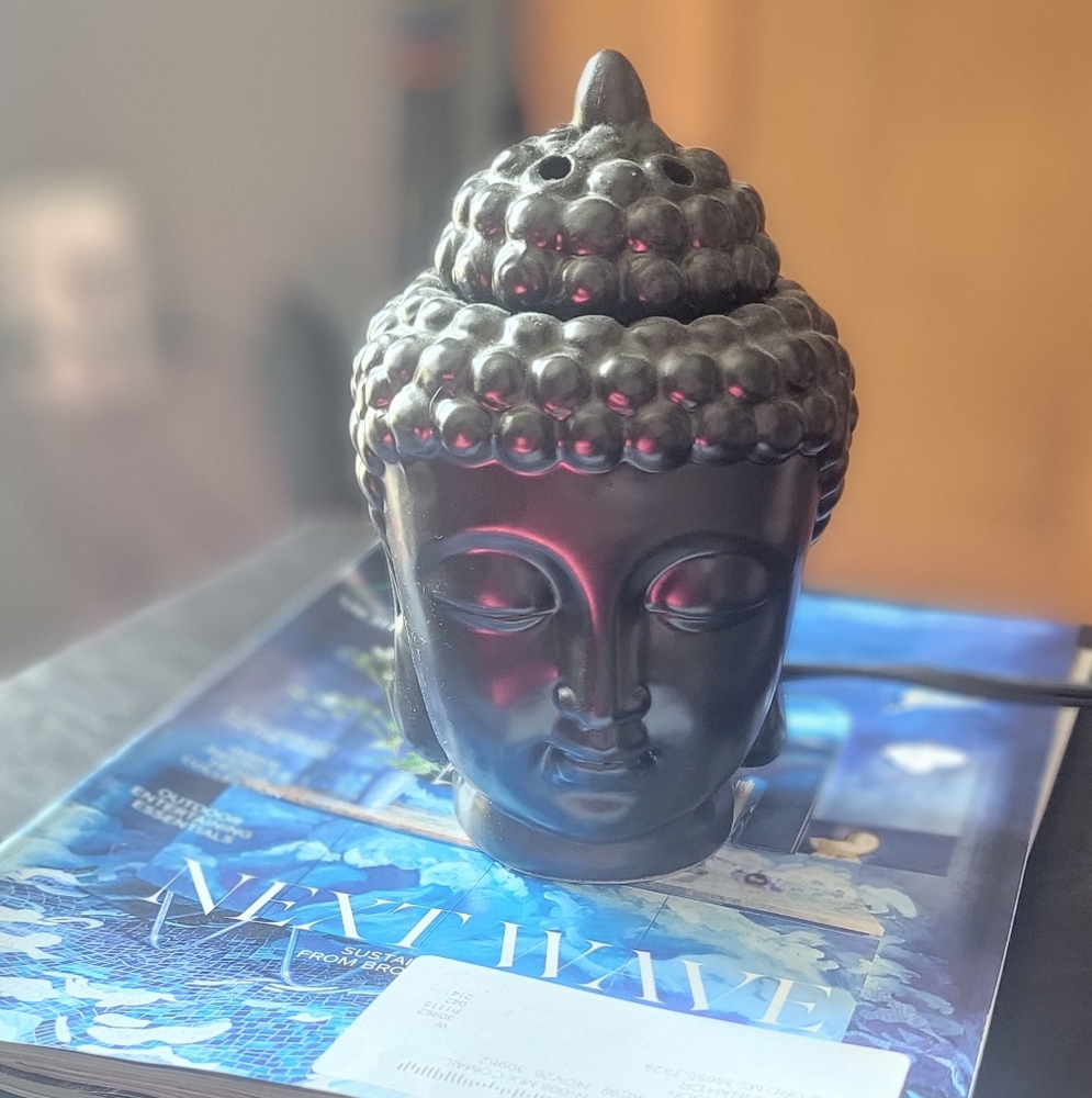 Elegant Black Buddha Head Candle Wax/Essential Oil Warmer